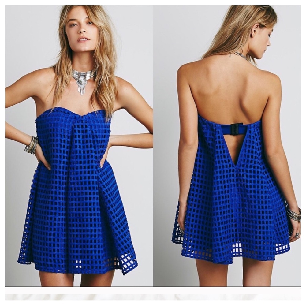 StyleStalker Piano Strapless Dress, Cobalt blue